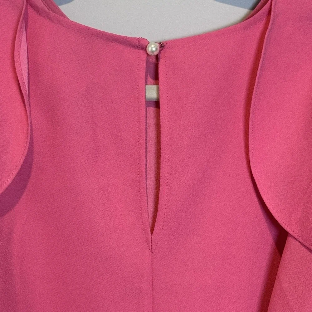 Kate Spade Cold Shoulder Flutter Sleeve Crepe Dress‎ Petunia Pink Womens Small